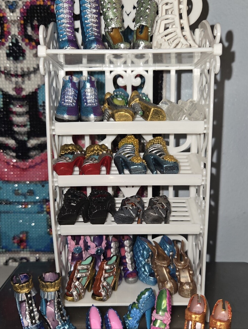 Custom Diy Barbie Shoes & Rack